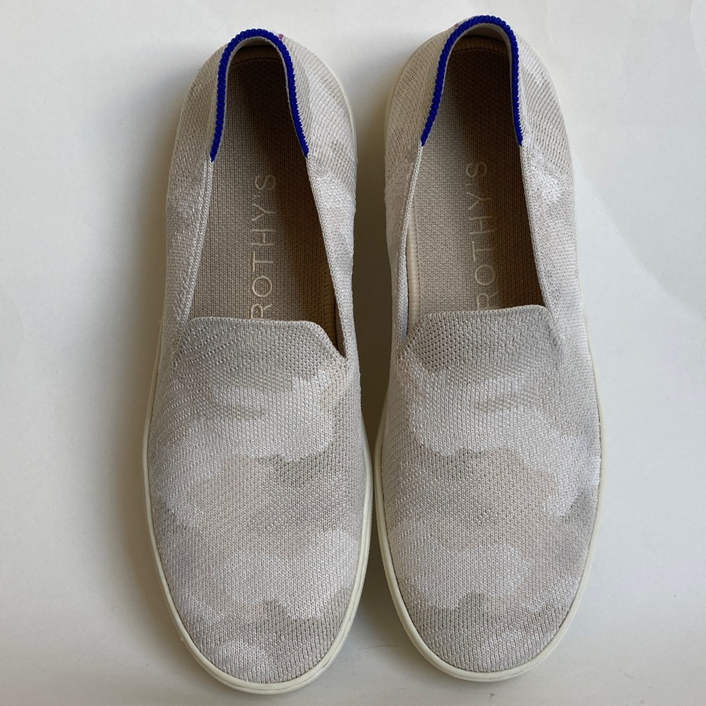 Rothy's The Original Slip On Sneakers Beige Camo Print Size 8 - Picture 13 of 16